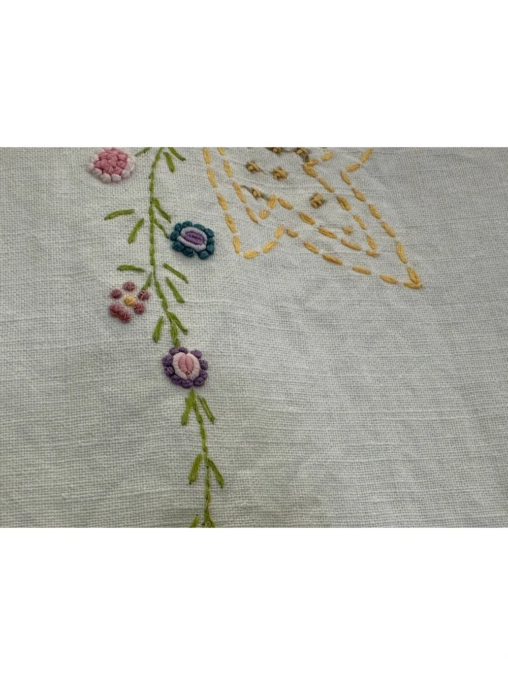 Hand Embroidered Flowers Floral Card Table Tablecloth Topper 29
